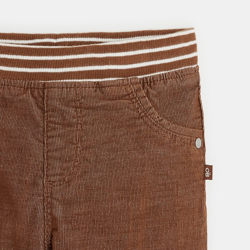 Pantalon velours milleraie taille élastiquée marron bébé garçon Marron