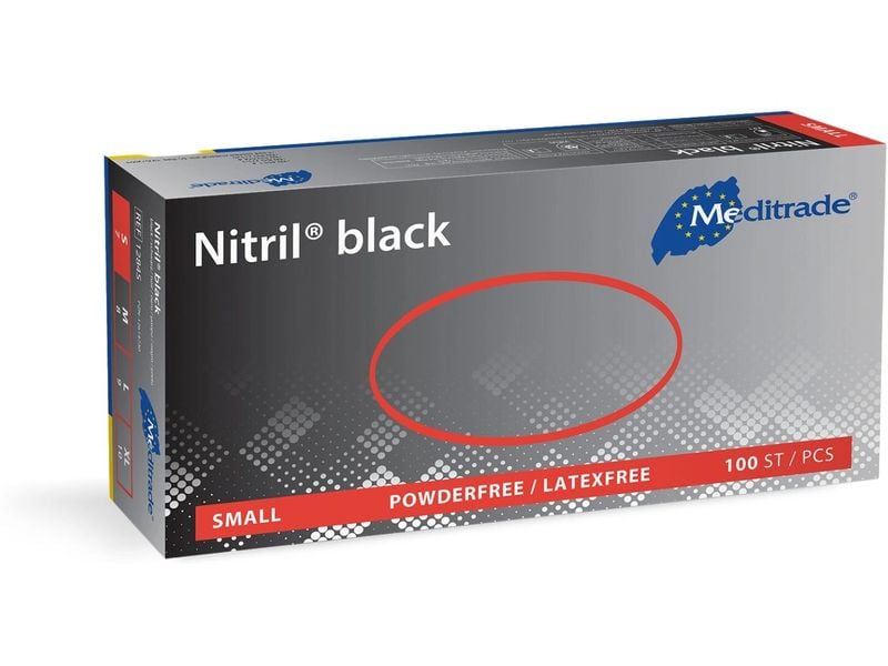 Meditrade Nitril black Grösse S, 100 Stück Nitriluntersuchungs- und Schutzhandschuh gemäss DIN EN 455