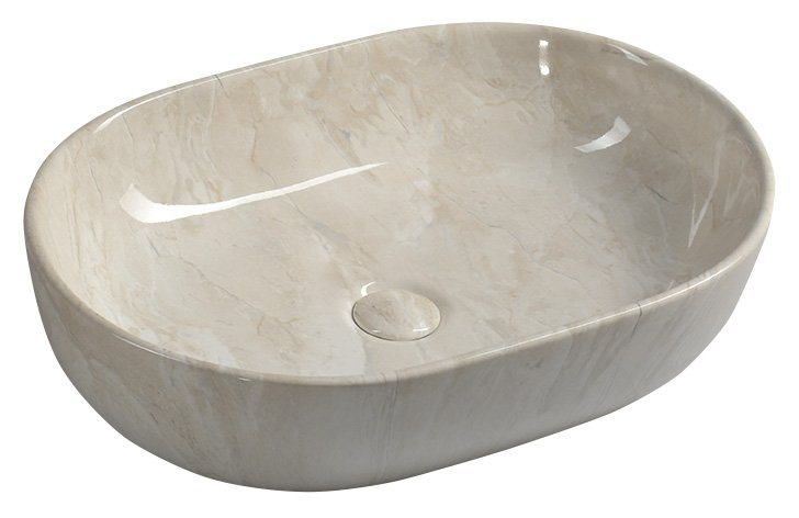 Sapho Dalma keramische waskom beige marmer structuur 59x42x14cm
