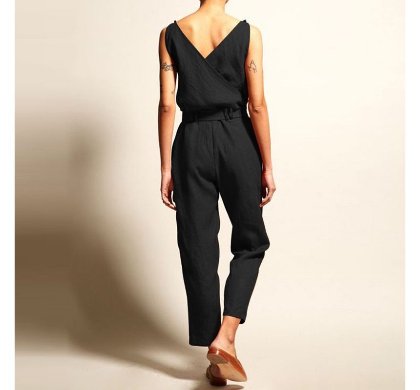 Bolgivy - Mouwloze V-hals cropped jumpsuit