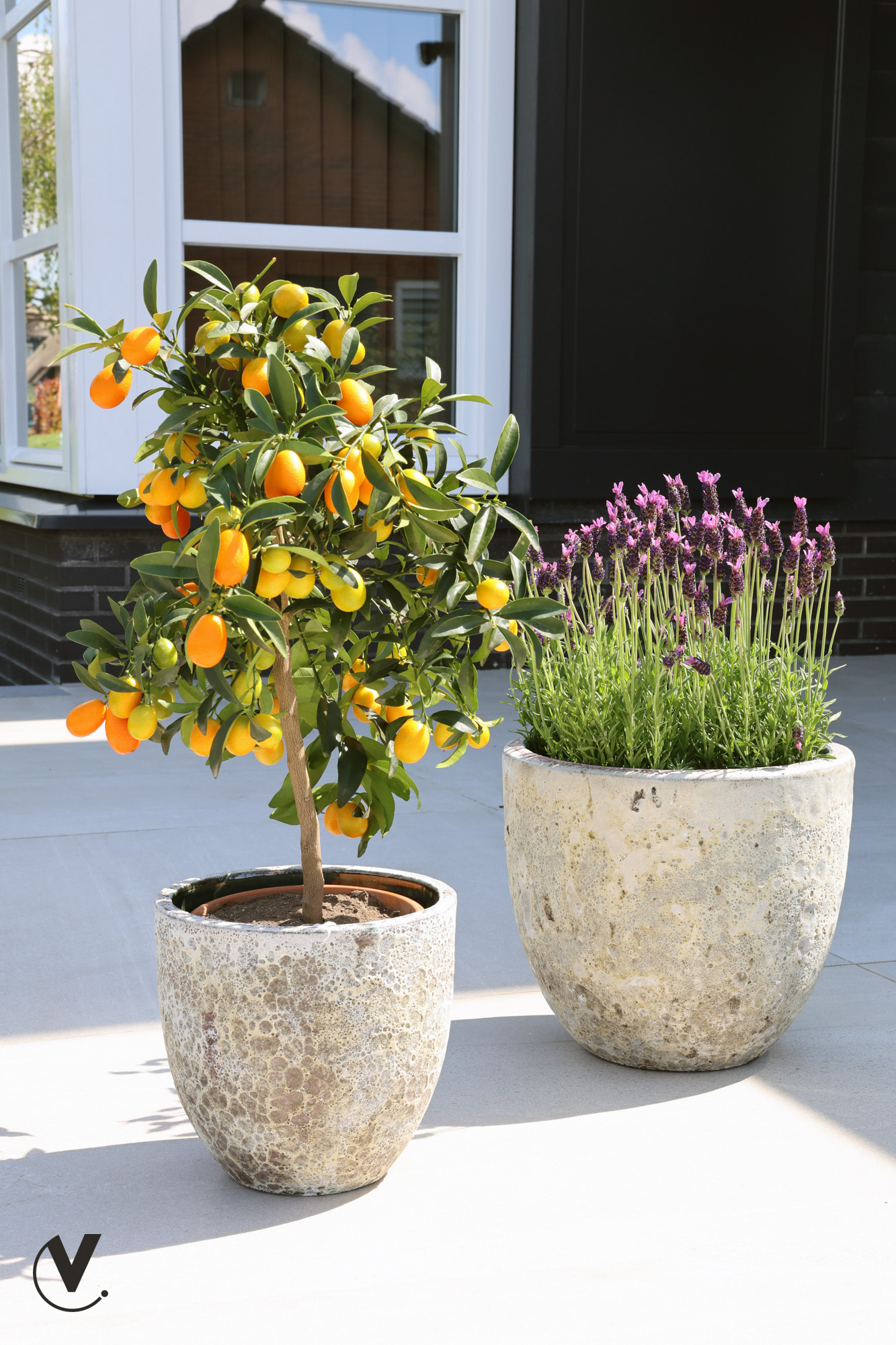 Plantenpot Laki relic beige Ø36/35 x H34/25 cm - set 2 stuks