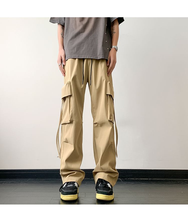 Breeson - Low Rise Plain Wide Leg Cargo-broek