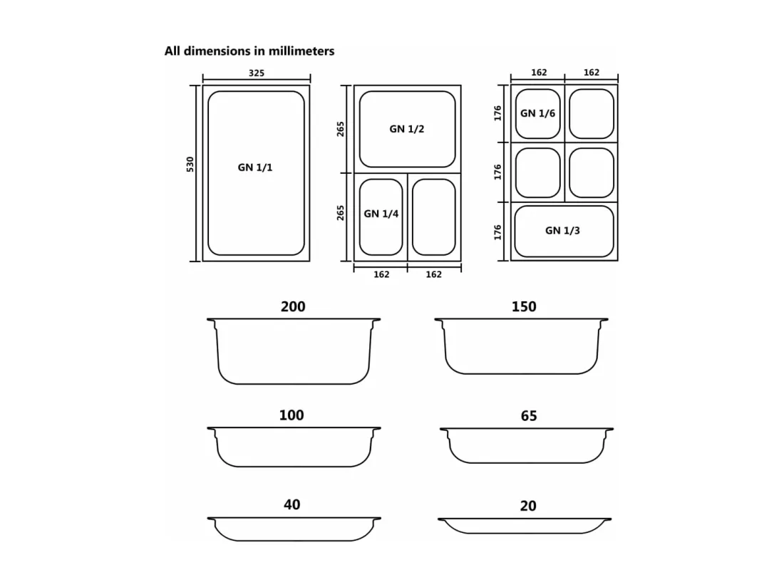 Prolenta Premium - Couvercles de plateau 4 pcs GN 1/4 Acier inoxydable