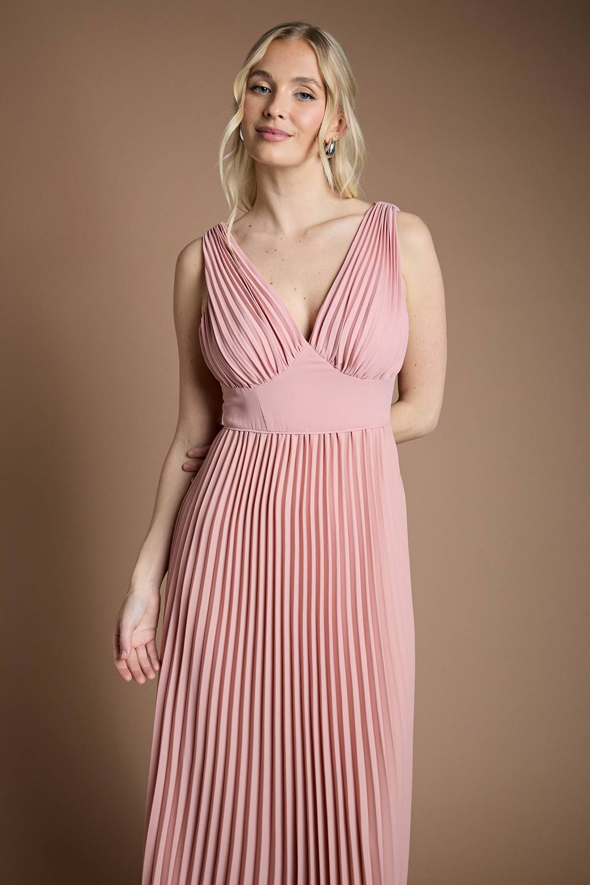 Coast Robe Longue de Demoiselle d'Honneur à Décolleté Plongeant et Plis
