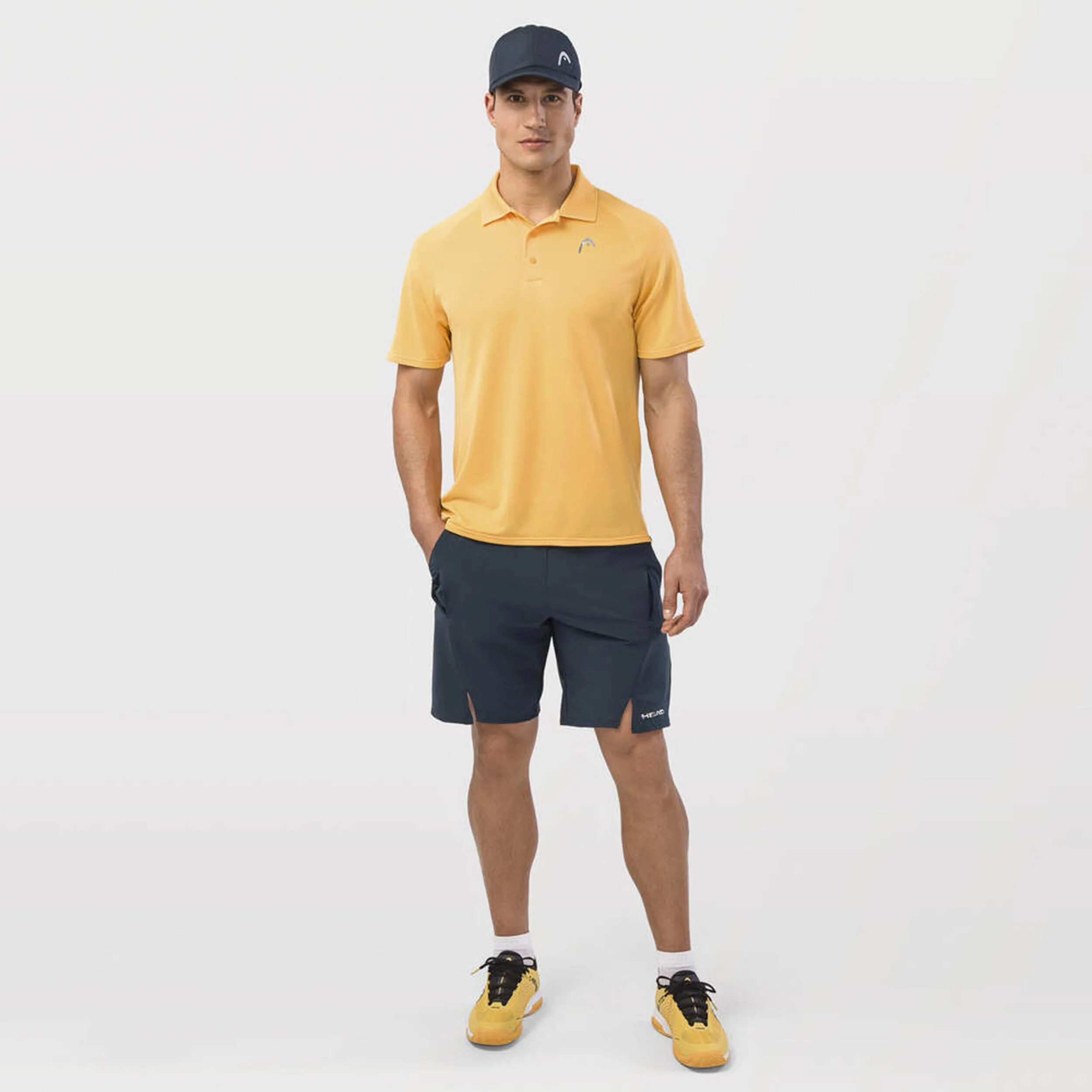 HEAD Performance Shorts Hommes - Bleu Foncé , Jaune Doré
