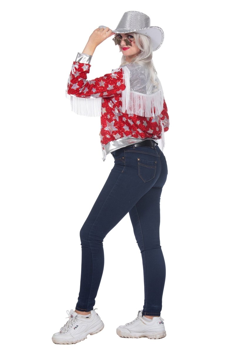 Ster Jas Rood Dames Glamorous Pailletten