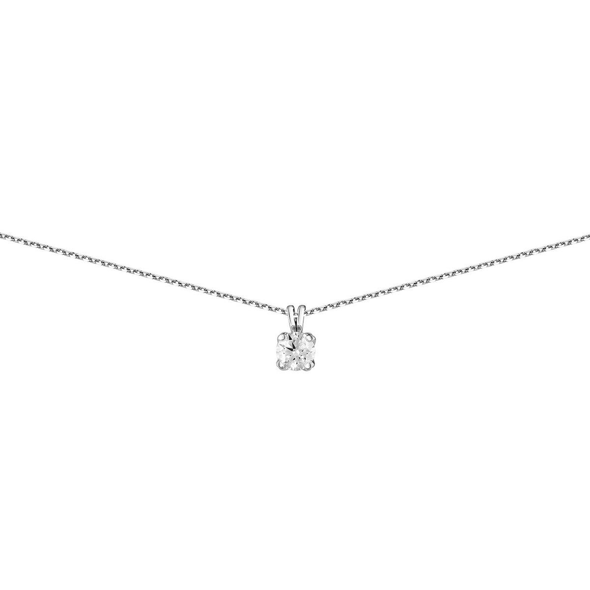 Collier Brillaxis solitaire diamant griffes or blanc0.40 ct