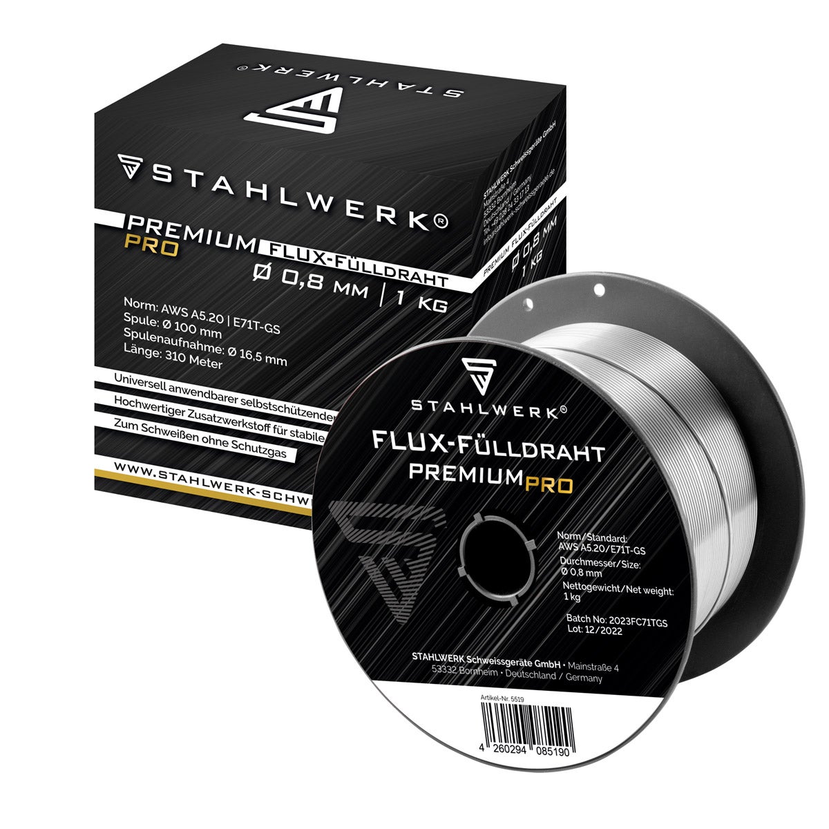 STAHLWERK lasdraad MIG MAG Premium gevulde draad E71T-GS Ø 0,8 mm S100/D100 1 kg