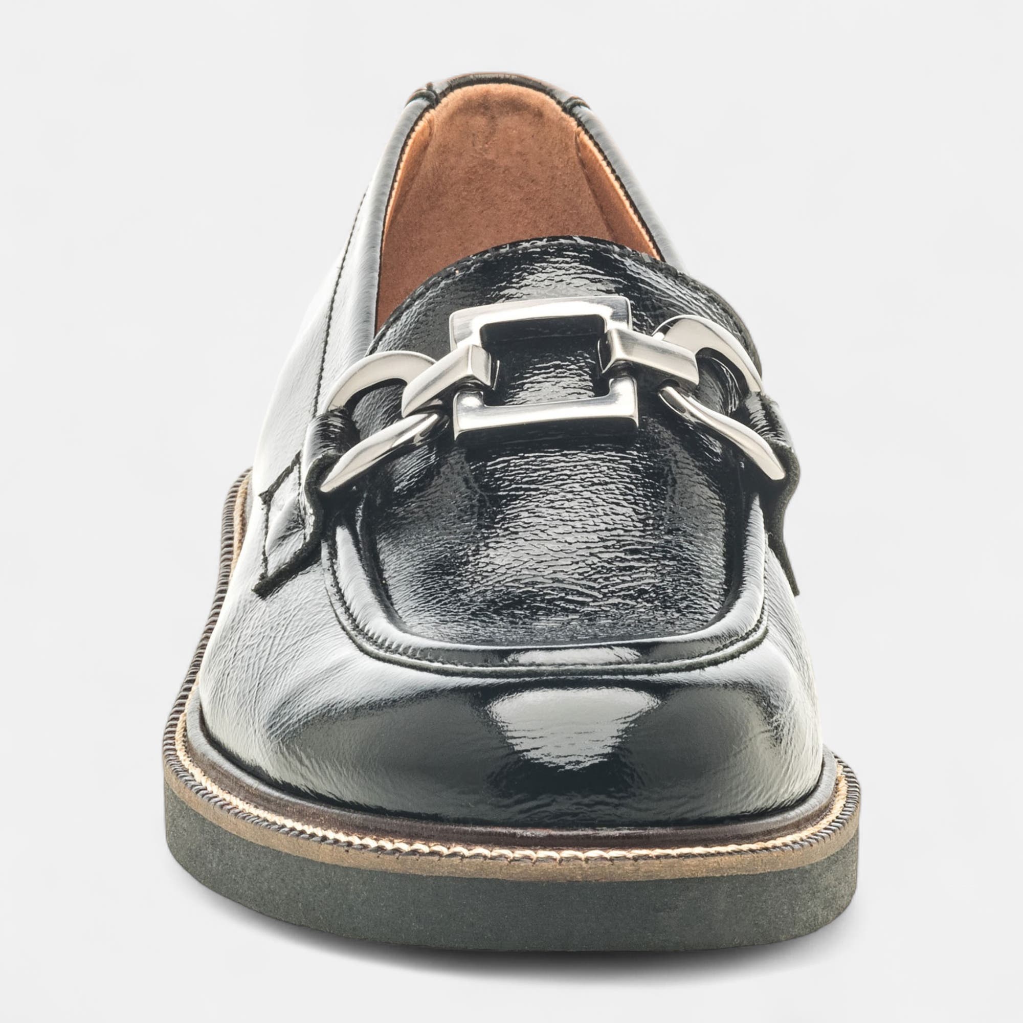 Mocassins Femme en cuir noir vernis