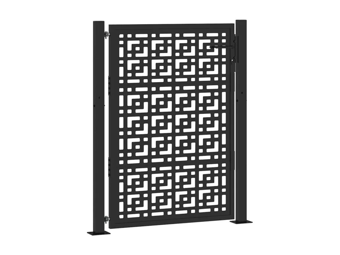 Portail de jardin noir 105x130 cm acier conception croisée