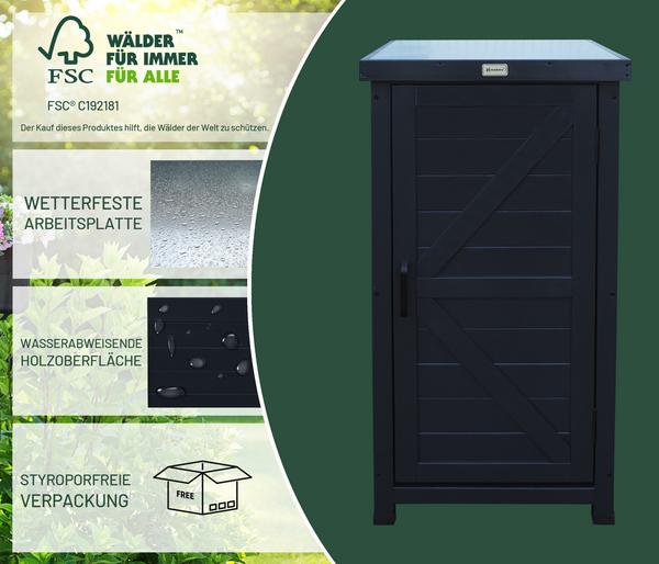 Habau Holz-Gartenschrank Alan, anthrazit, ca.