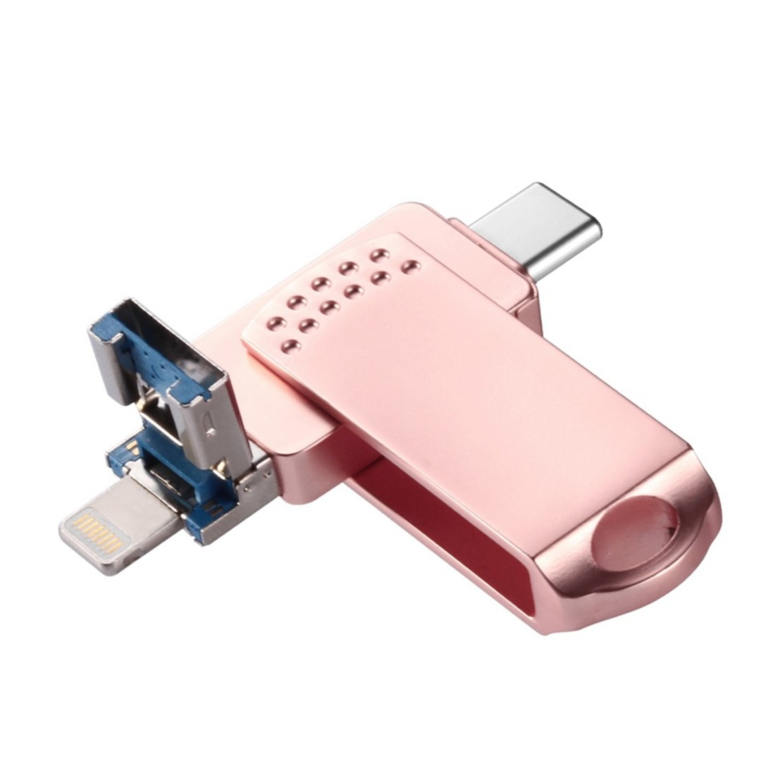 (128GB) 3in1 USB Lightning / USB C / USB A Speicher Stick Flash Drive USB 3.0 - Rosa