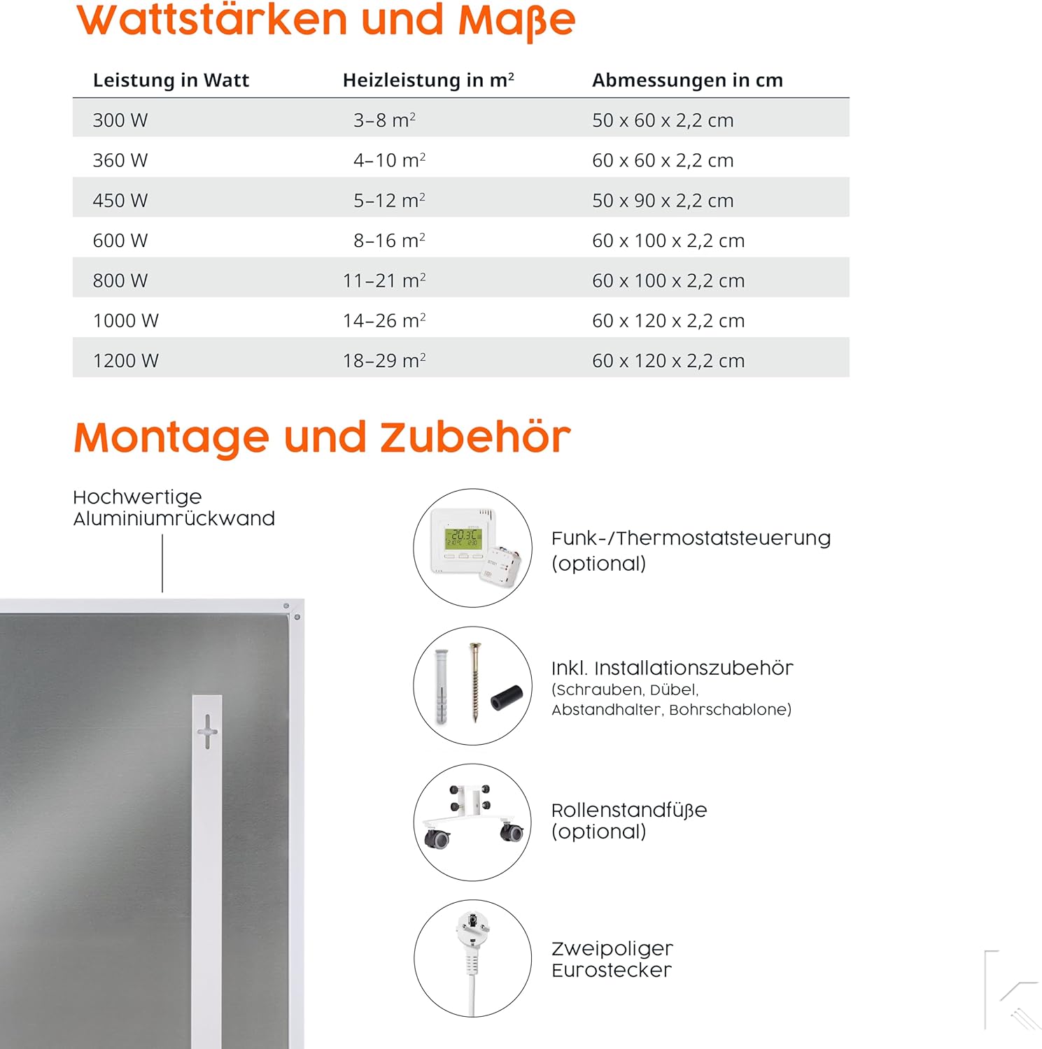 Könighaus Infrarotheizung - 1200 Watt - zur Deckenmontage ✓ Infrarot Deckenheizung ✓ effiziente Elektroheizung ✓ mit TÜV/GS + 5 Jahre Herstellergarantie ✓ Überhitzungsschutz