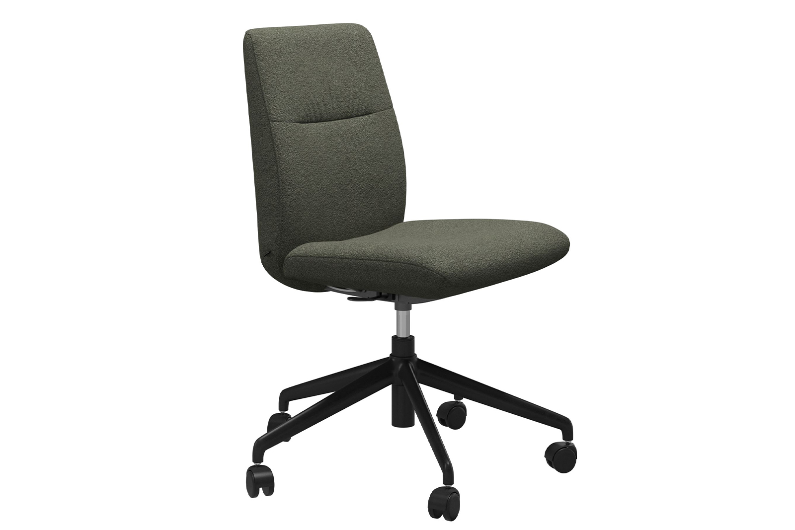 Mint kontorstol Lav stol i tekstil Orchid Green uten arm og med matt sort understell\n