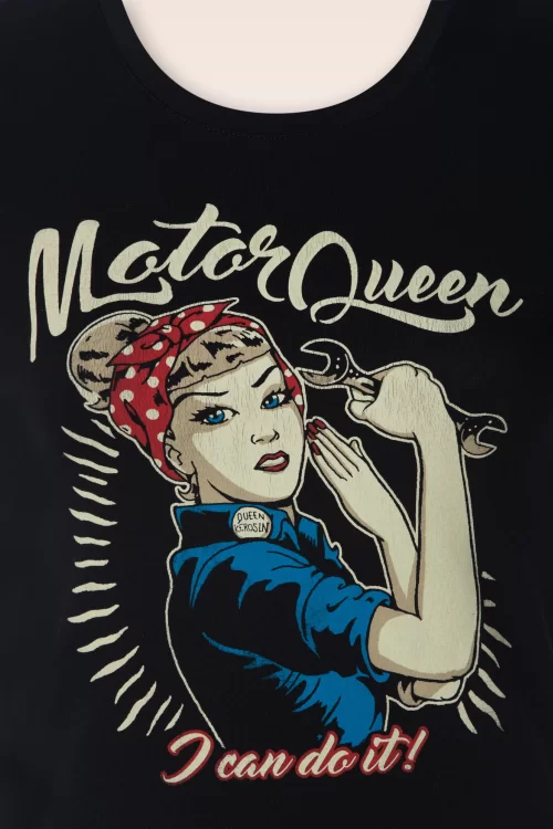 Queen Kerosin I Can Do It Motor Queen T-shirt in zwart
