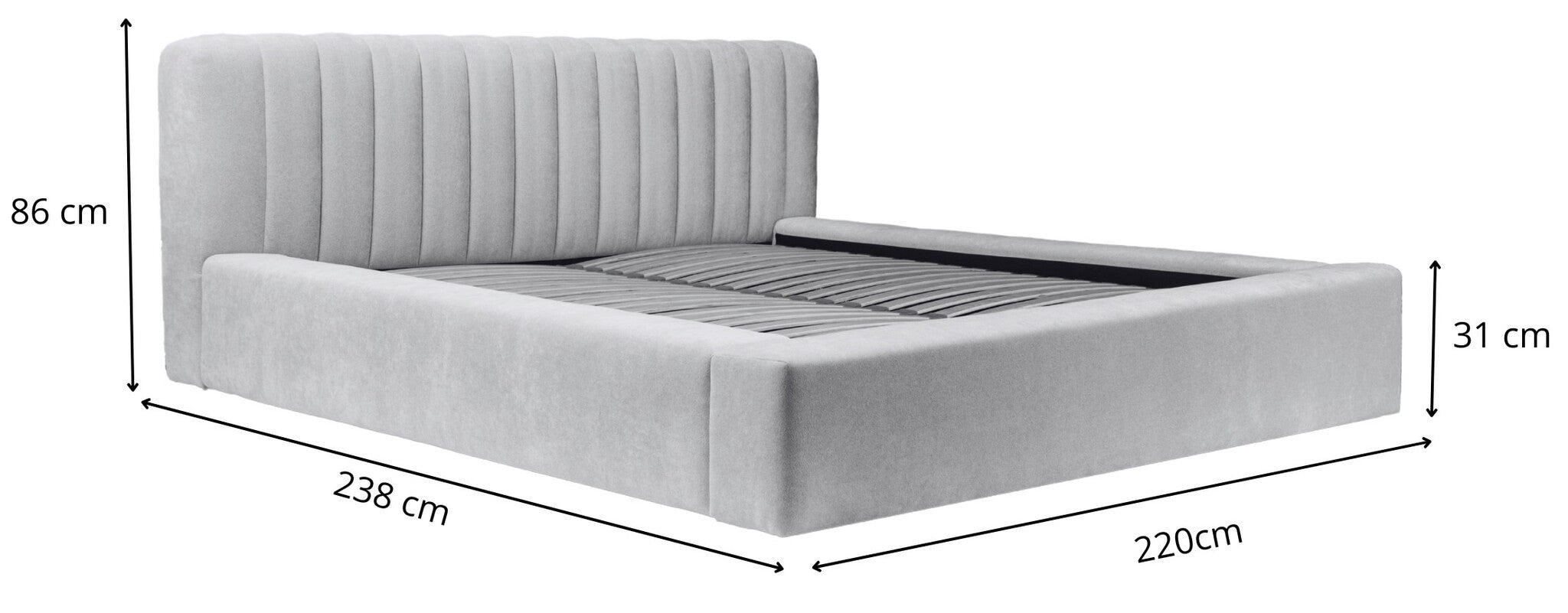 Trae Mobler Como 180 x 200 cm Gestoffeerd Bed Donkerblauw