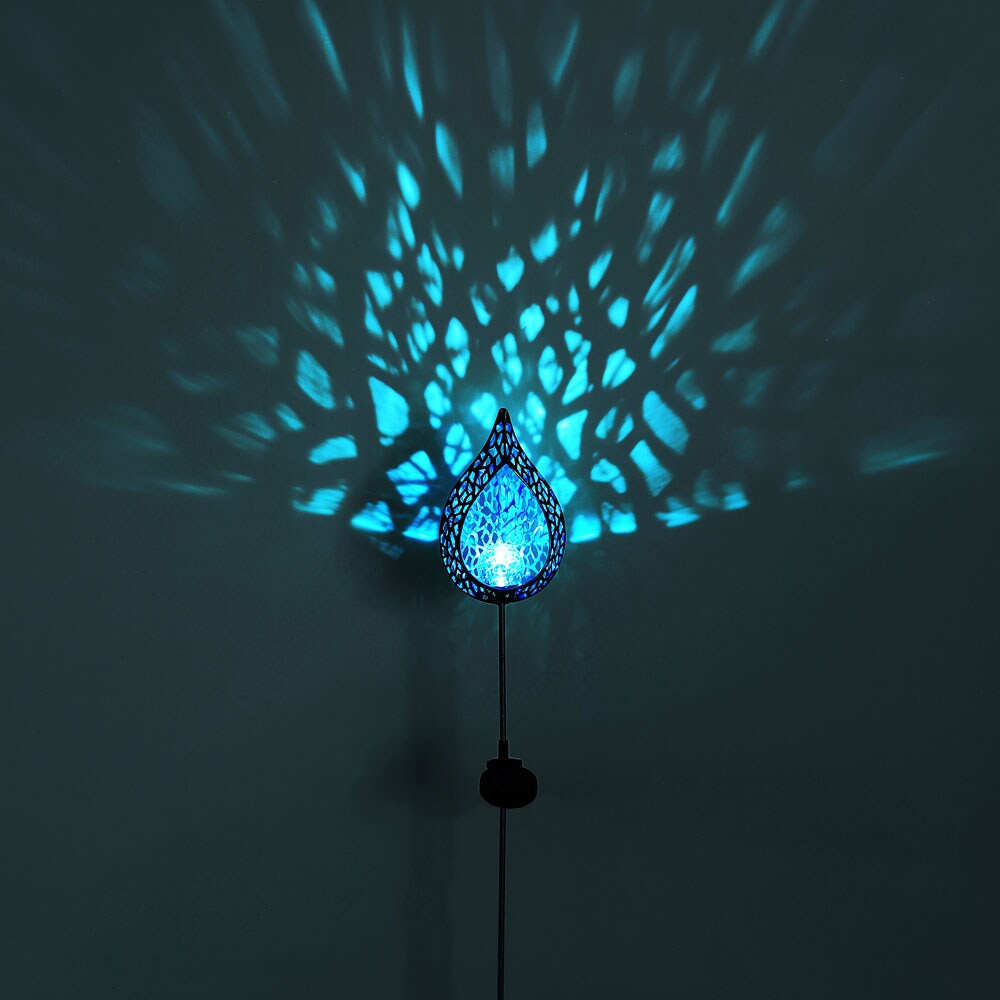 LED Solarleuchte, Flammen-Design, Erdspieß, blau, H 90 cm