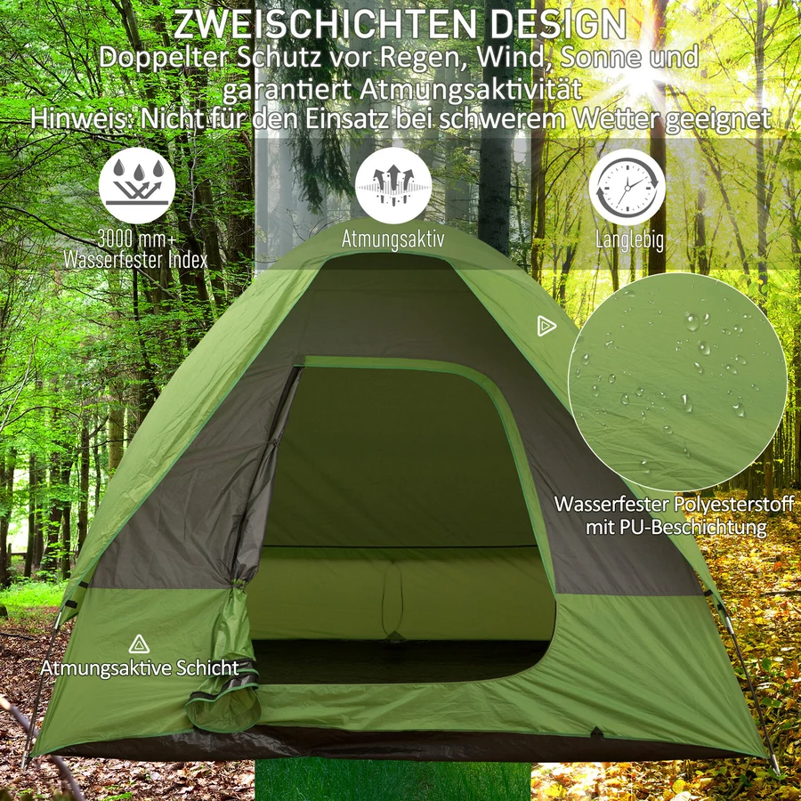 Outsunny Campingzelt für 4-5 Personen grün