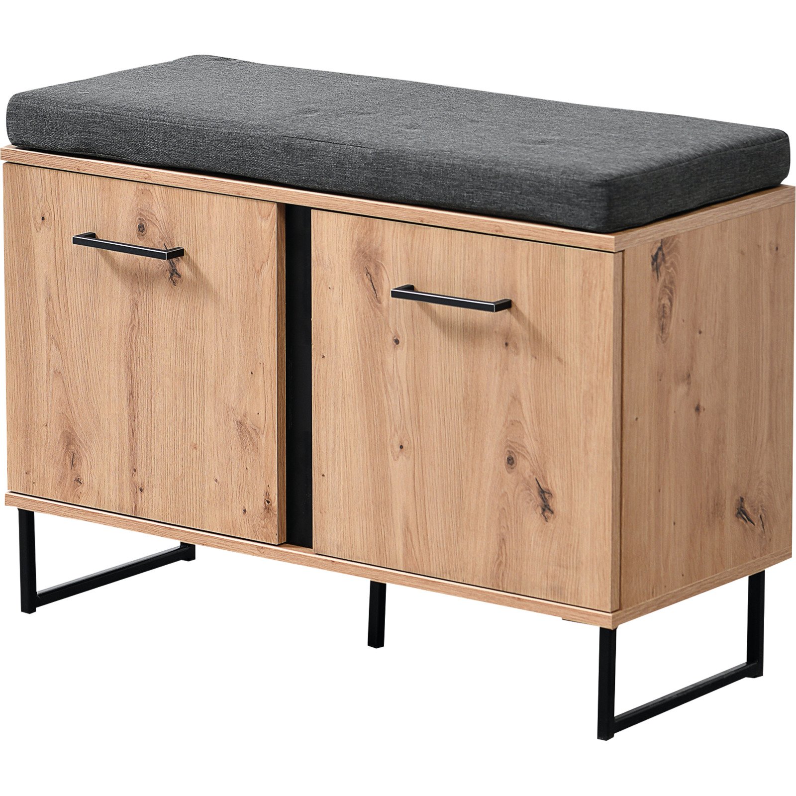 Garderobenbank Sardinia Melamin Artisan schwarz 84.5 x 59.5 x 35 cm