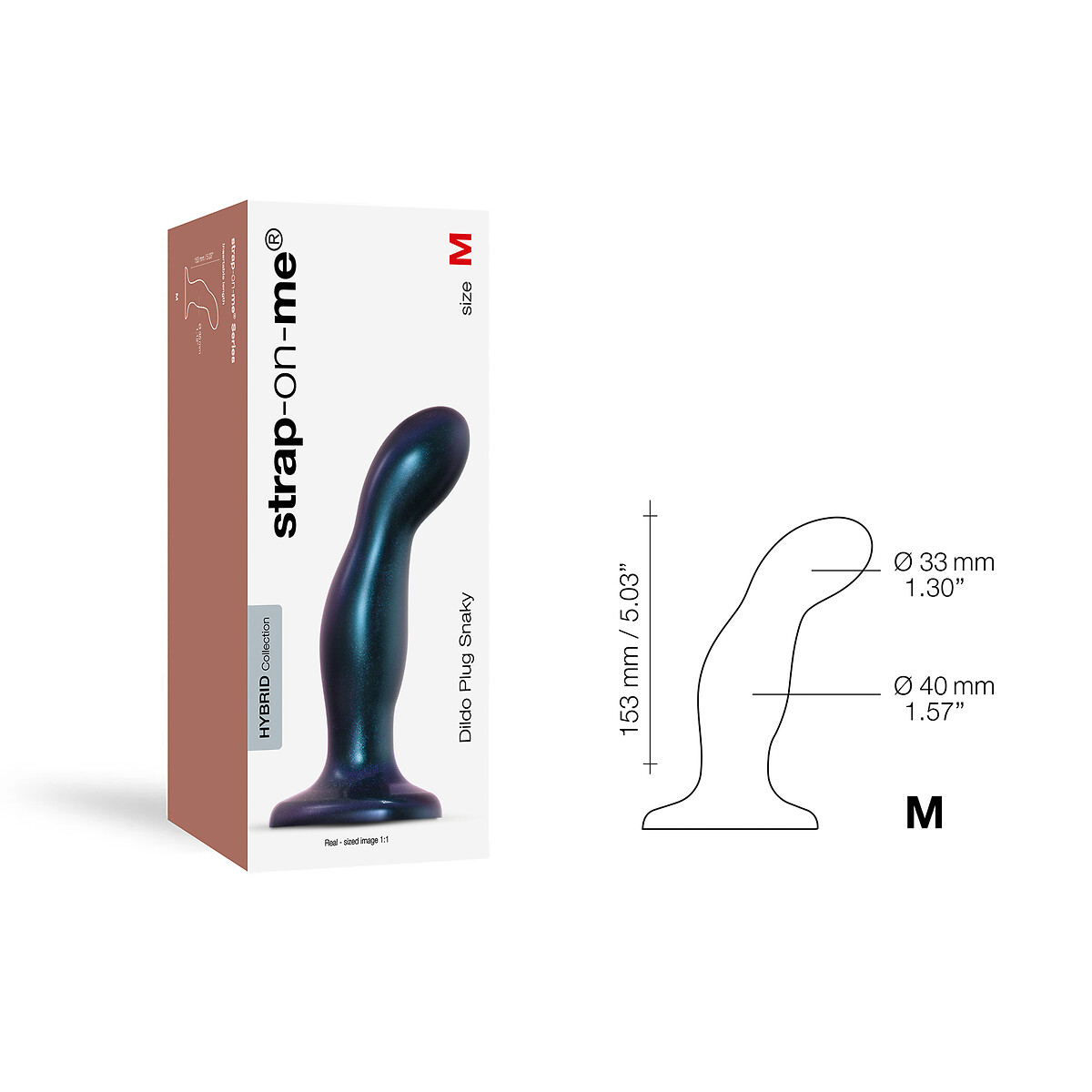 STRAP-ON-ME<br>Plug vibratório metálico em formato de cobra tamanho M