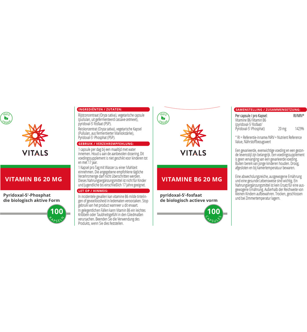Vitals Vitamine B6 20 Mg (100 capsules)
