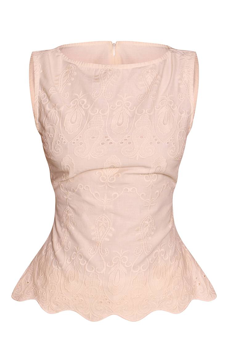 Crème Haut Aspect Lin Brodé Petite