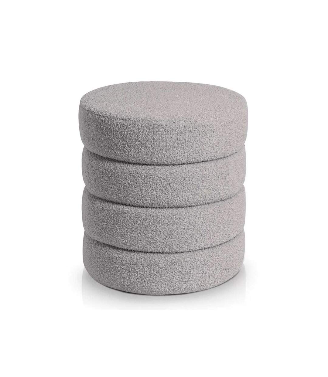Paris Prix - Pouf Tissu Bouclette bobine 46cm Gris