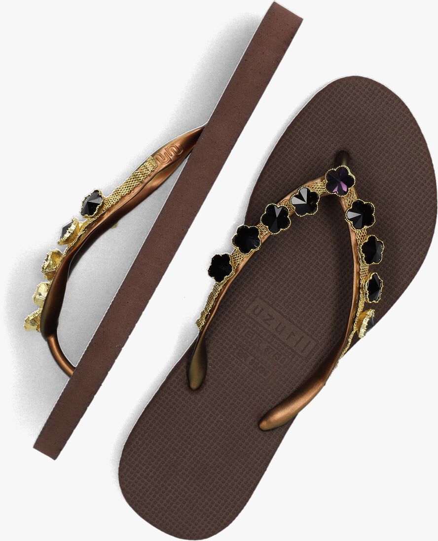 UZURII bruine uzurii teenslippers black flower