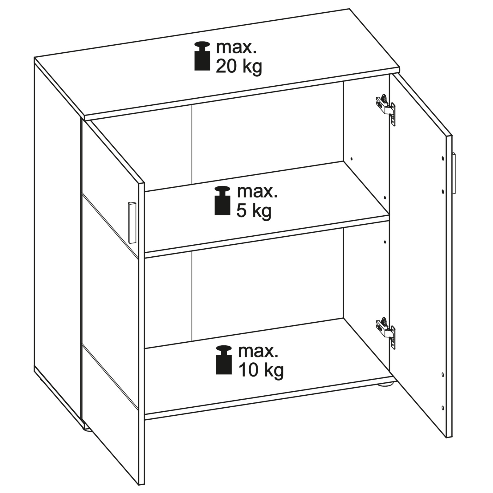 Kommode - Sandeiche - 2 Türen - 88 cm breit