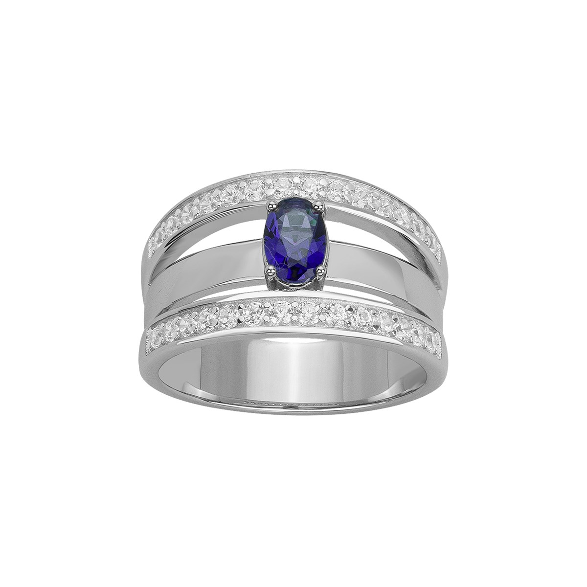 Bague de fiançailles en Argent avec spinelle bleu saphir