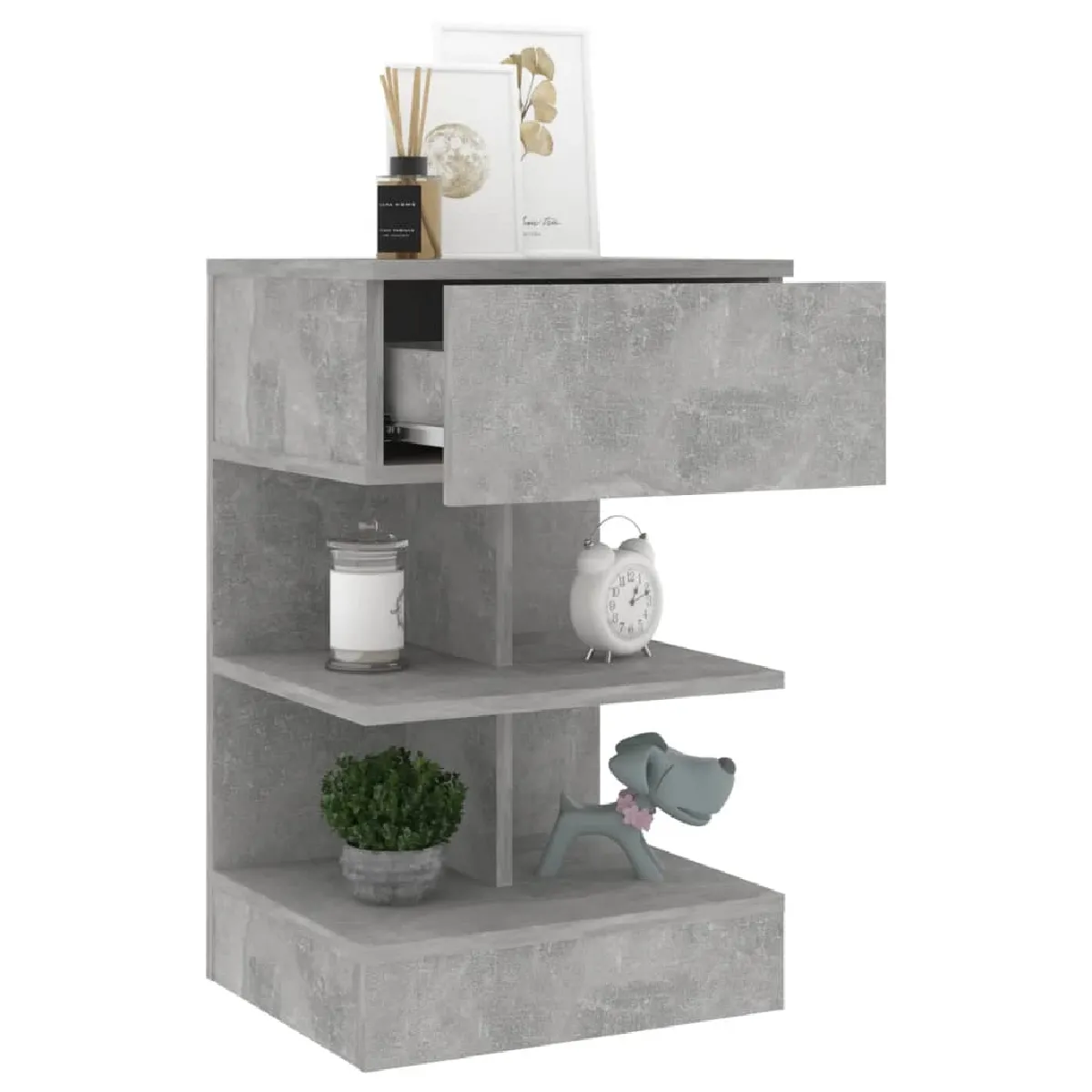 vidaXL Table de Chevet - Gris Béton