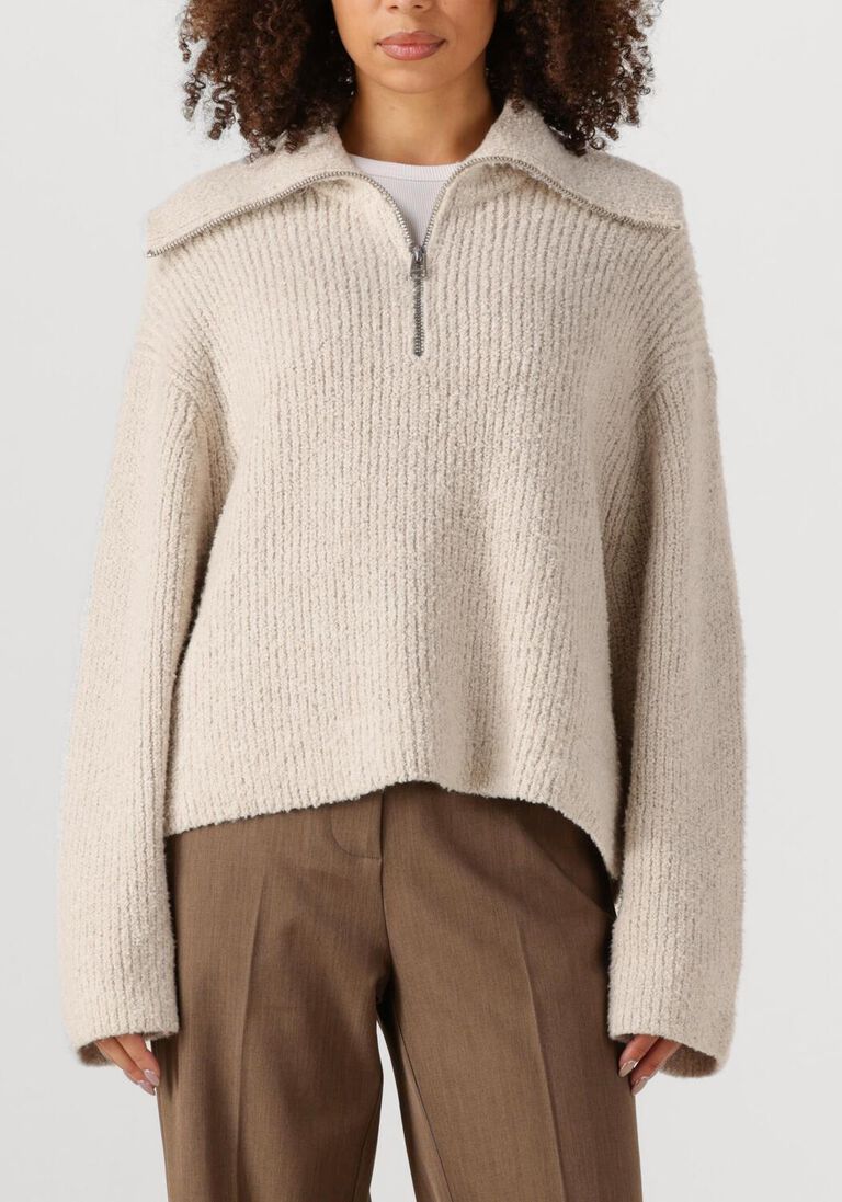 beige second female coltrui gerda knit zip collar