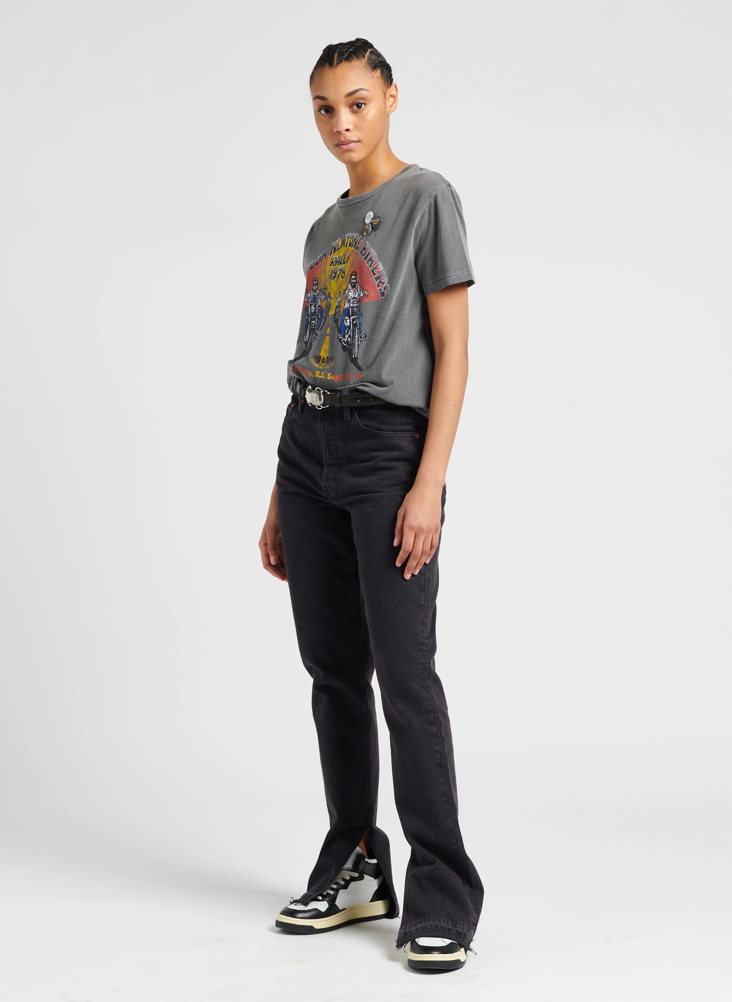 70S HIGH RISE - Jean droit taille haute en coton| Noir