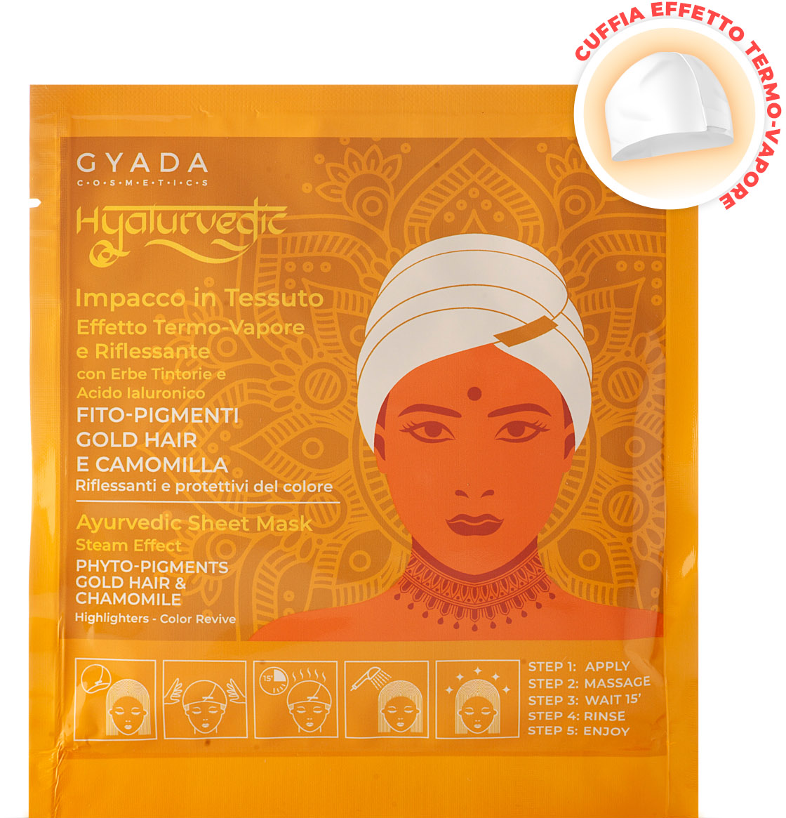 GYADA Cosmetics  Hyalurvedic Farbglanz-Tuchmaske Gold Hair, 60 ml