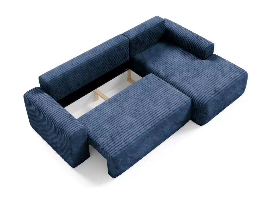 Canapé d'angle convertible en velours côtelé SONTII Bleu