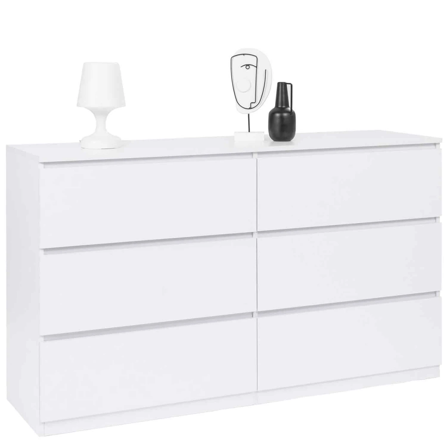 Commode 6 tiroirs TOMI XXL 140 cm bois blanc