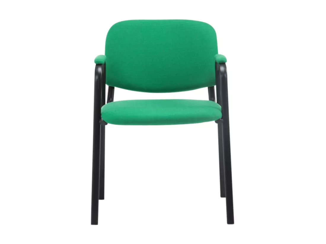 Lot de 4 Chaise de conférence - Tissu & Métal noir mat - Vert - Ken Pro