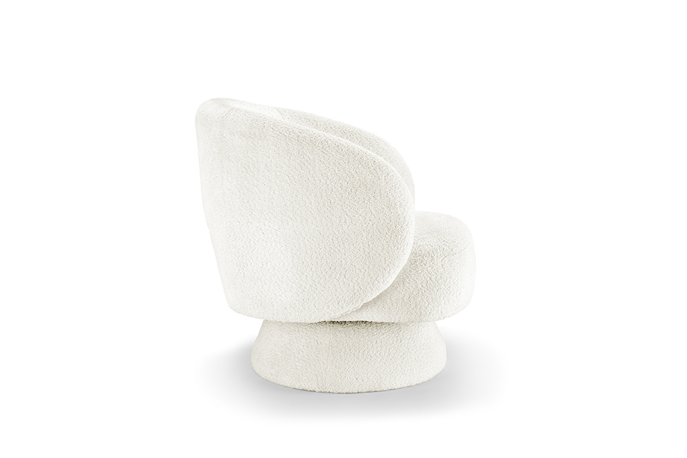 Drehbarer Design Sessel BOSSA NOVA weiß Bouclé