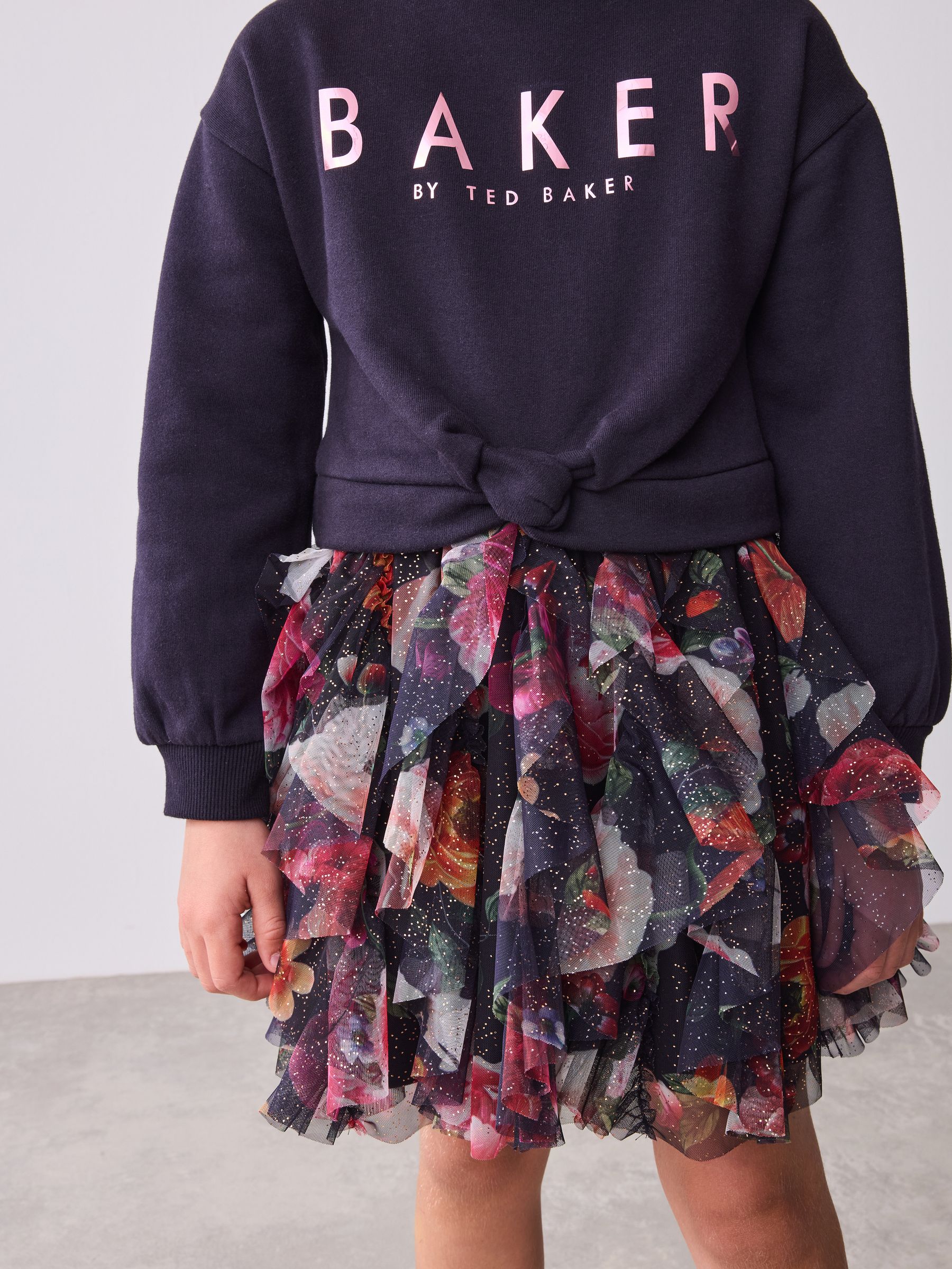 Baker by Ted Baker Navy Mesh Skirted Sweat Dress