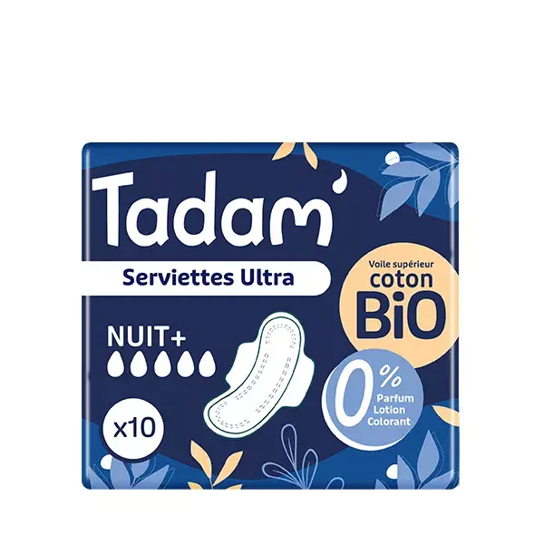 Absorventes noturnos Tadam' Ultra Night Dermo-Sensitive, 10 unidades
