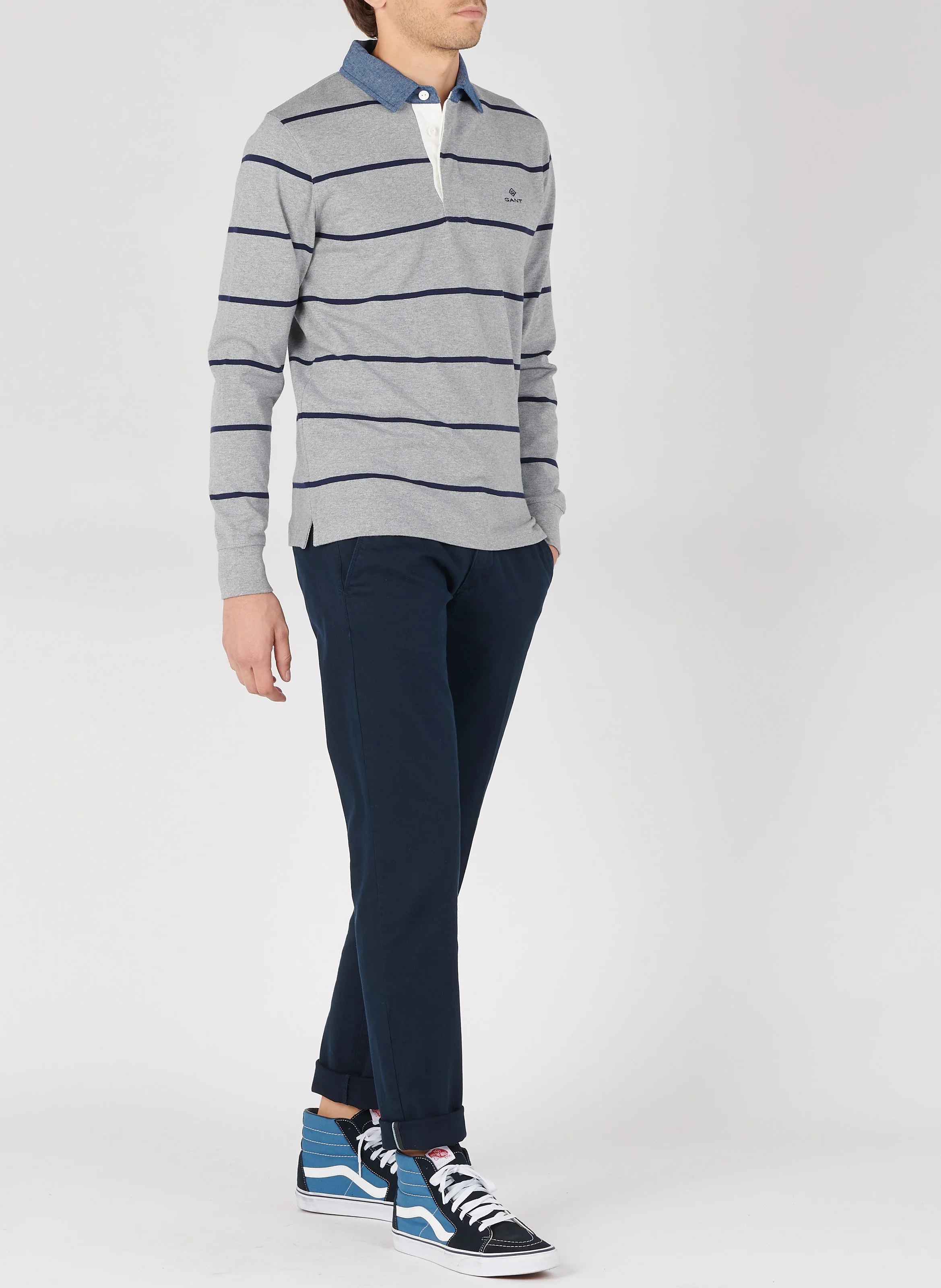 Chino slim-fit en coton mélangé | Bleu
