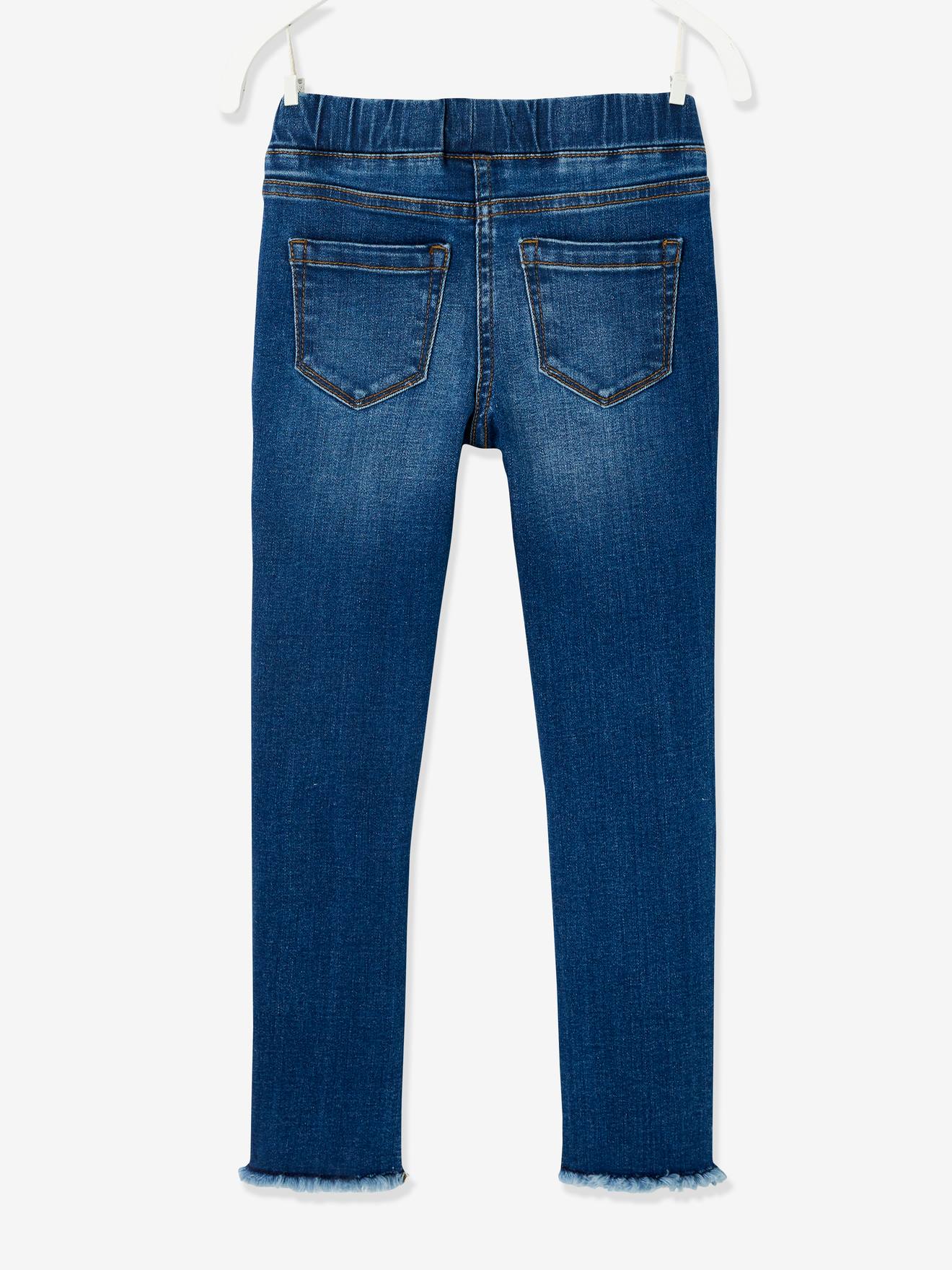 Calça legging infantil com estampa a laser, na cor azul médio lisa com detalhes.