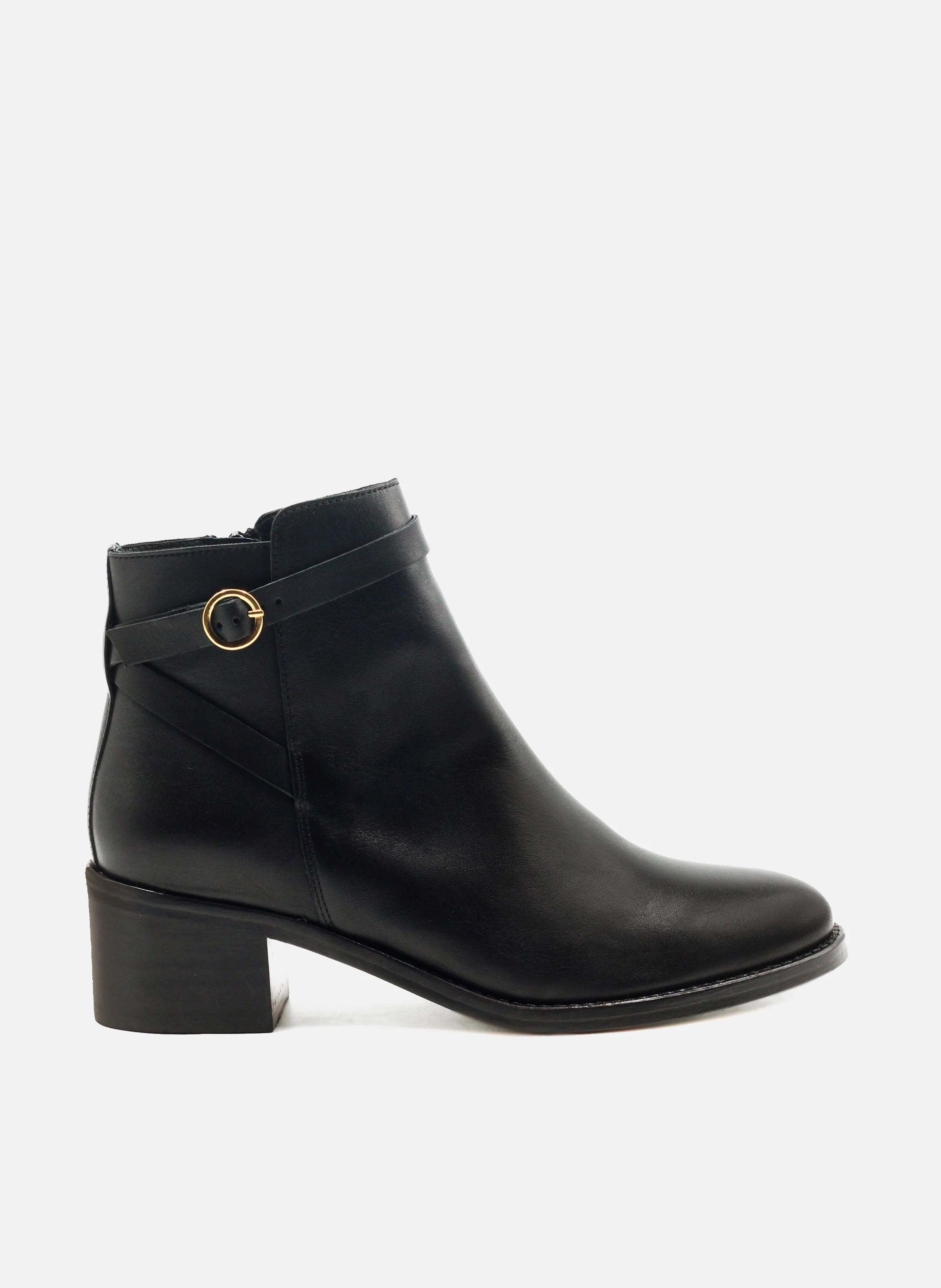 Bottines cavalières cuir lisse | Noir