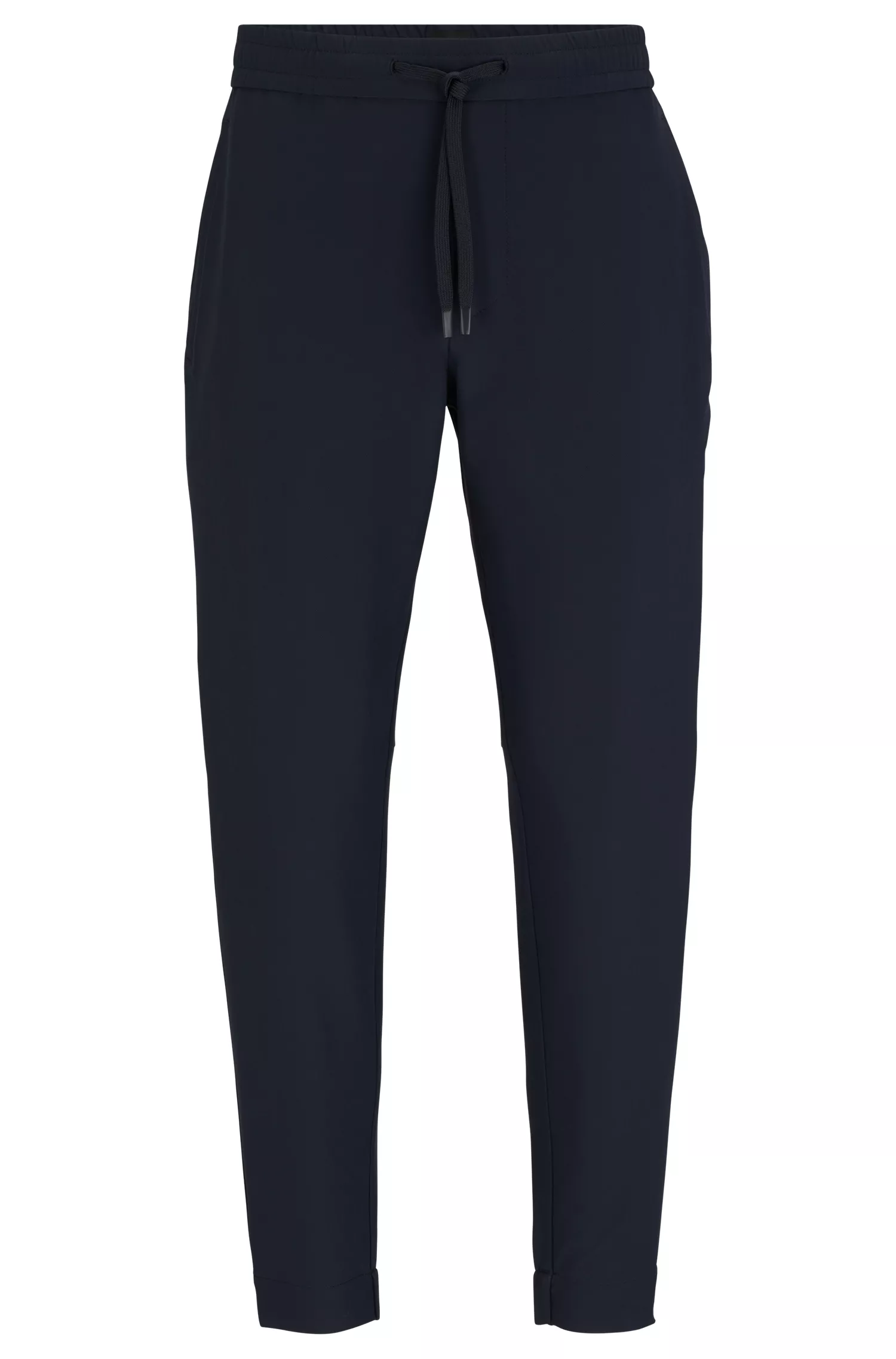 Calça chino BOSS verde-afunilada em tecido elástico em quatro direções, fácil de passar.