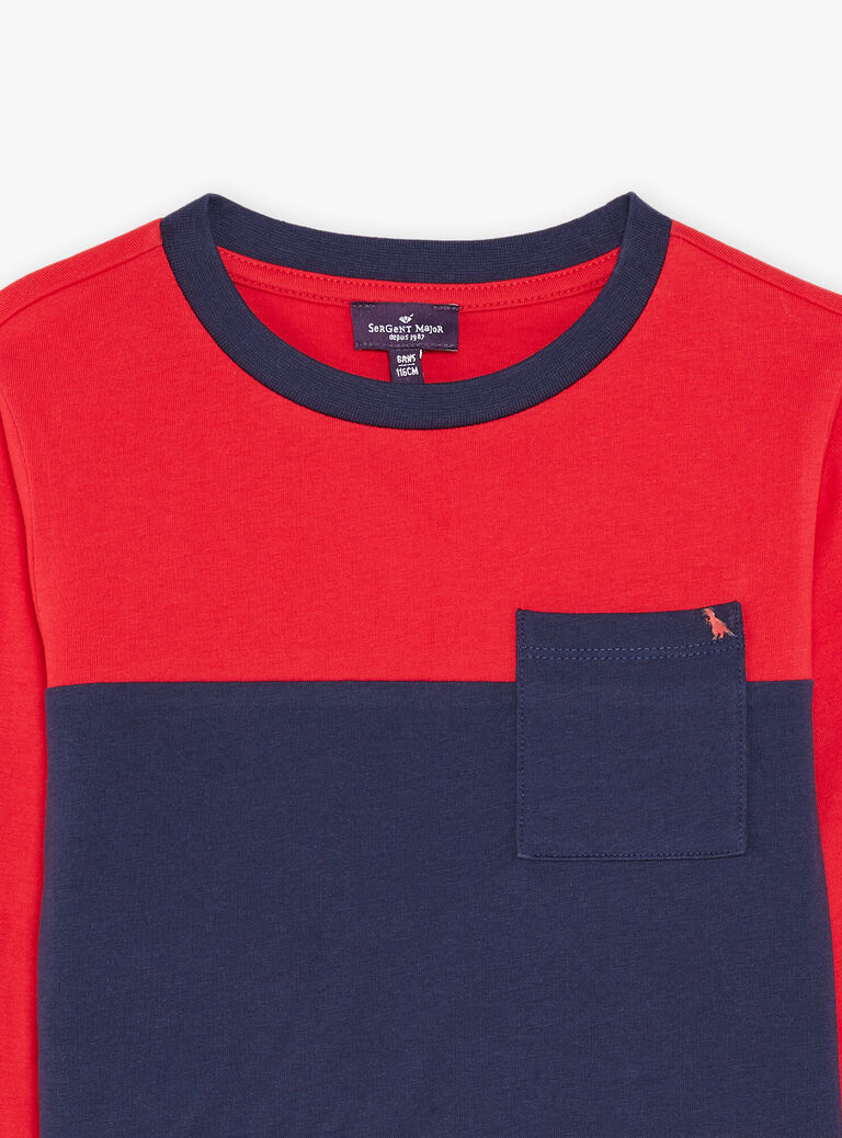 T-shirt à rayures rouge, blanc et bleu marine