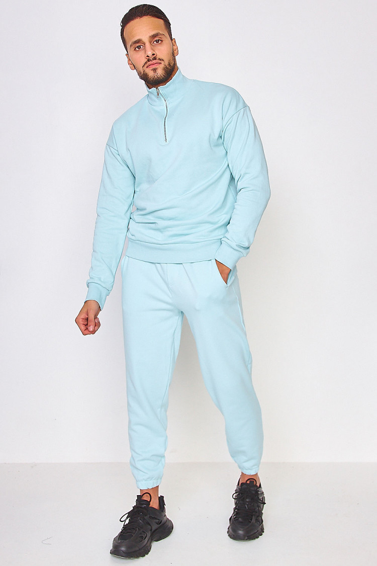 Sweat demi-zip bleu