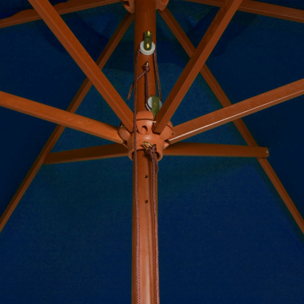 Parasol d'extérieur avec mât en bois 200 x 300 cm bleu