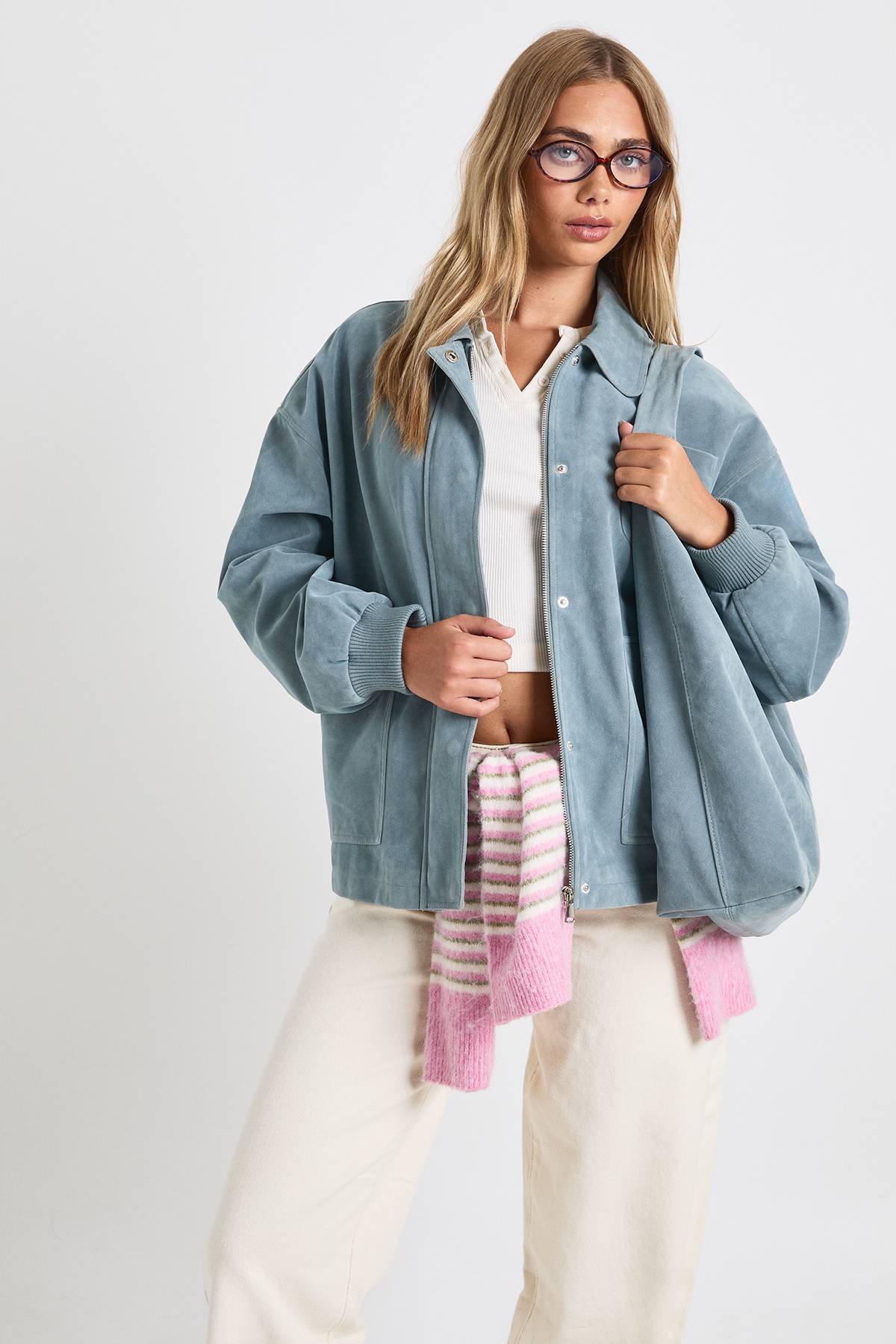 boohoo Veste bomber en suède synthétique