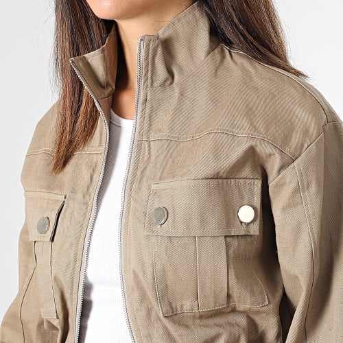 Ensemble Veste Zippée Et Pantalon Cargo Femme Taupe