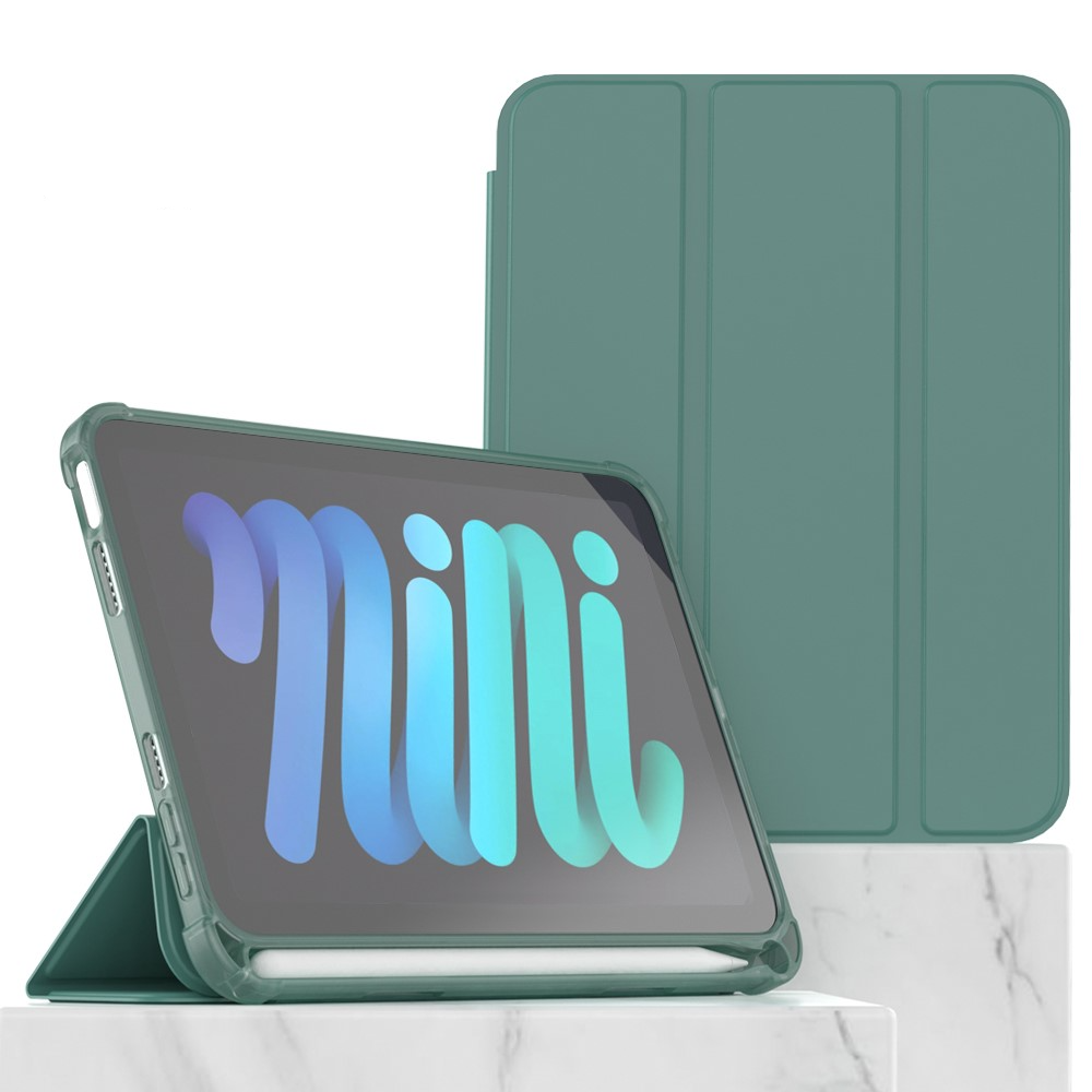 iPad Mini 7 (2024) / Mini 6 (2021) Leder Tasche Smart Case Hülle   Apple Pencil Halterung - Dunkelblau